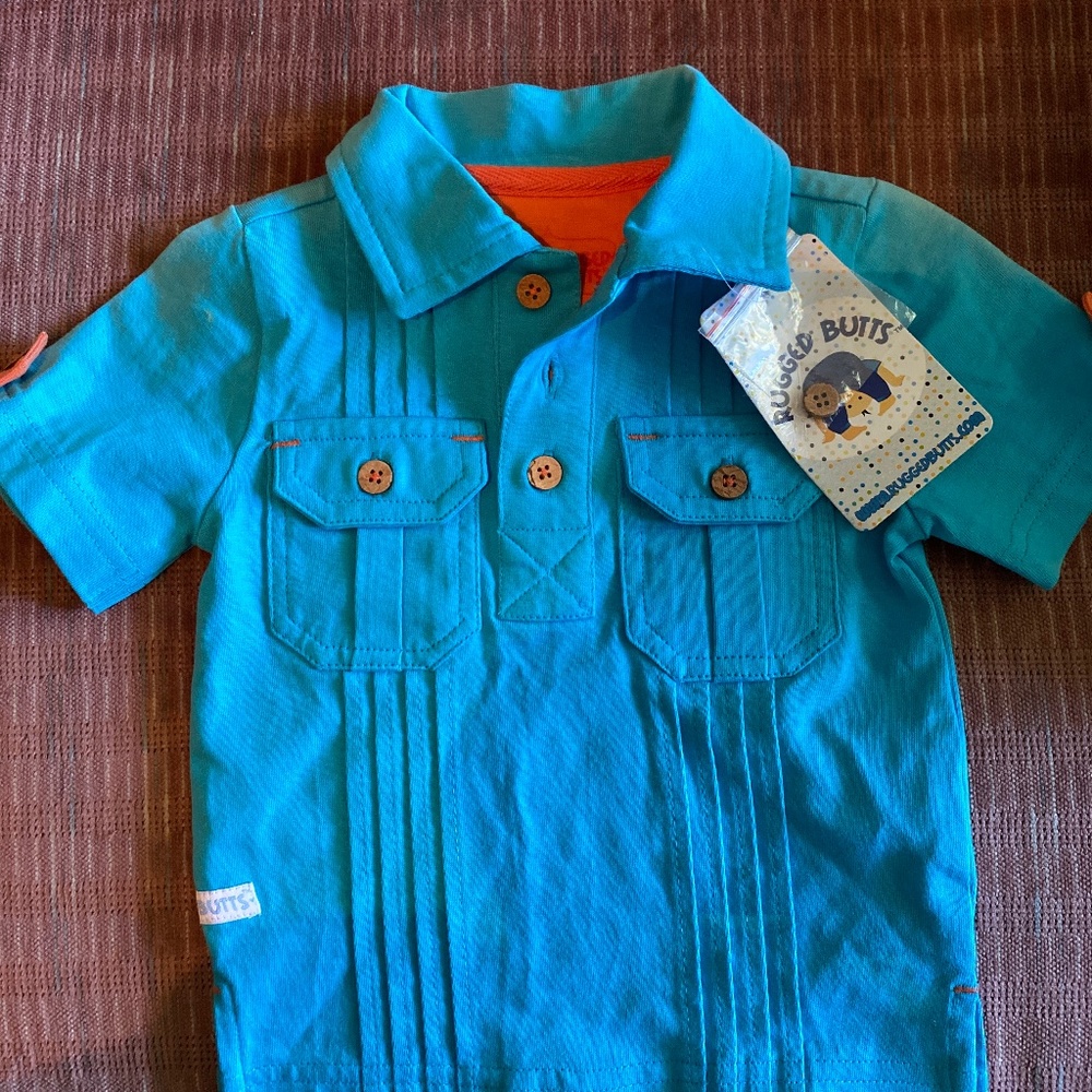 Rugged Butts Pocket Polo light blue 6-12 months